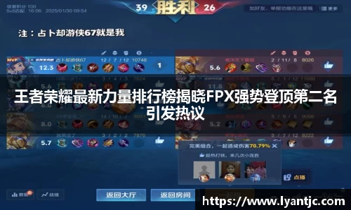 王者荣耀最新力量排行榜揭晓FPX强势登顶第二名引发热议