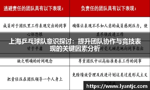 上海乒乓球队意识探讨：提升团队协作与竞技表现的关键因素分析